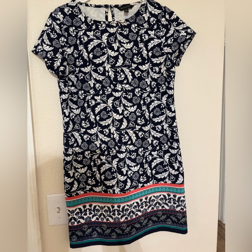 Floral Print Dress with Colorful Hem